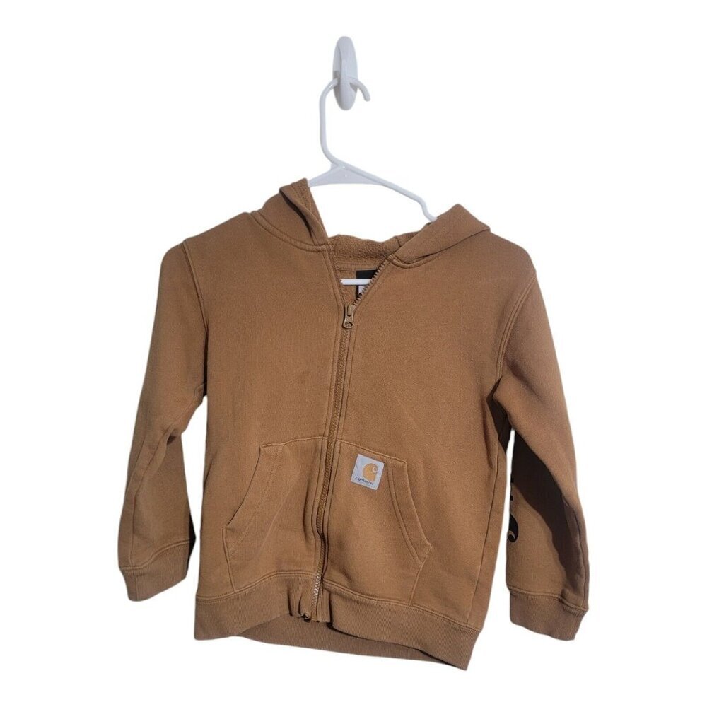 Carhartt Hoodie Boys 7 Brown Full Zip Fleece Gorpcore Camping Trail Outdoors